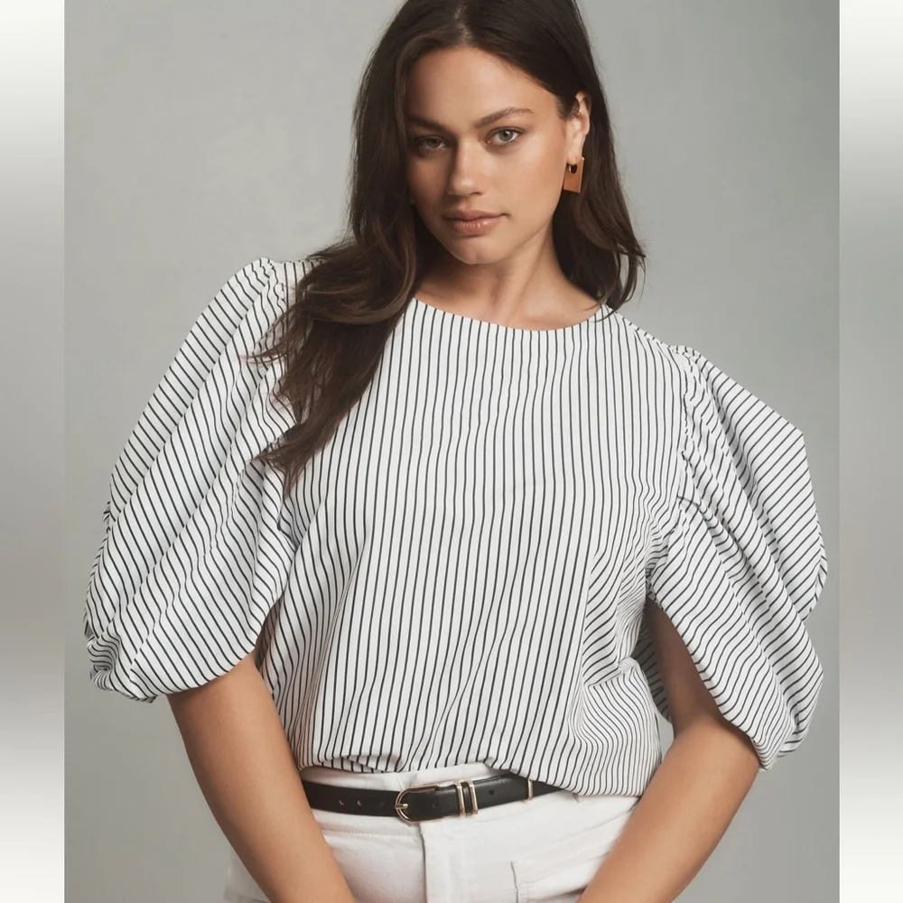 NWT! Anthropologie Maeve Puff-Sleeve Boatneck Top 🦕